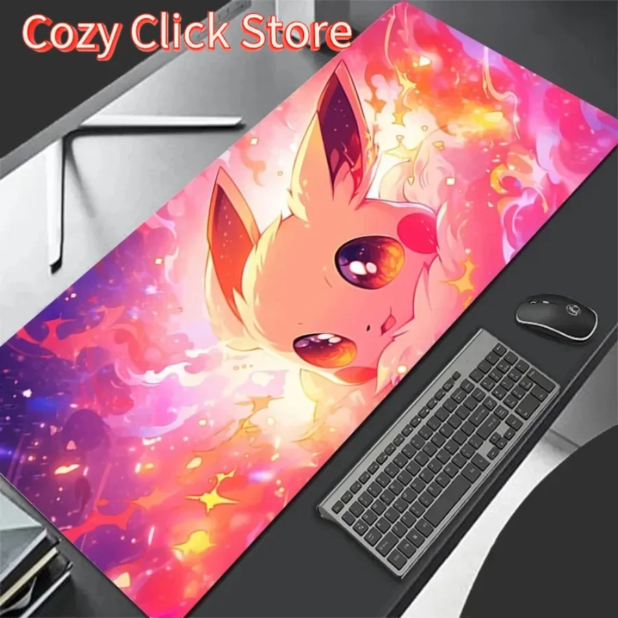 Anime P-Pokemon Eevee Mouse Pad Gaming  Keyboards Desk Mat Laptops Perfect Gift for LOL Gamers and Anime Enthusiasts