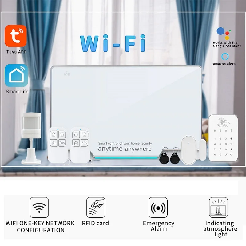 TUGARD WiFi sistema di allarme di sicurezza Kit sistema di sicurezza domestica con sensore di allarmi antifurto ignifugo Wireless per Tuya Smart Home