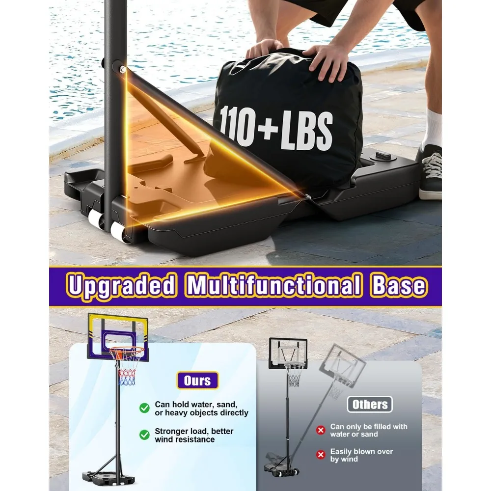 Canestro da basket portatile ad altezza regolabile per bambini, 3,5-7 piedi, adatto per giochi in cortile e vialetto