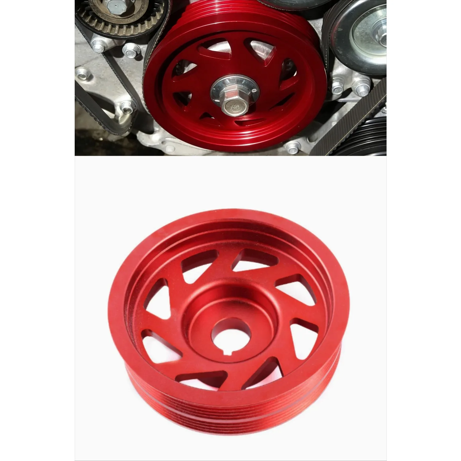 

Подходит для расходных деталей автомобилей Subaru Impreza WRX STI. Красный/черный легкий шкив коленчатого вала из фрезерованного алюминия