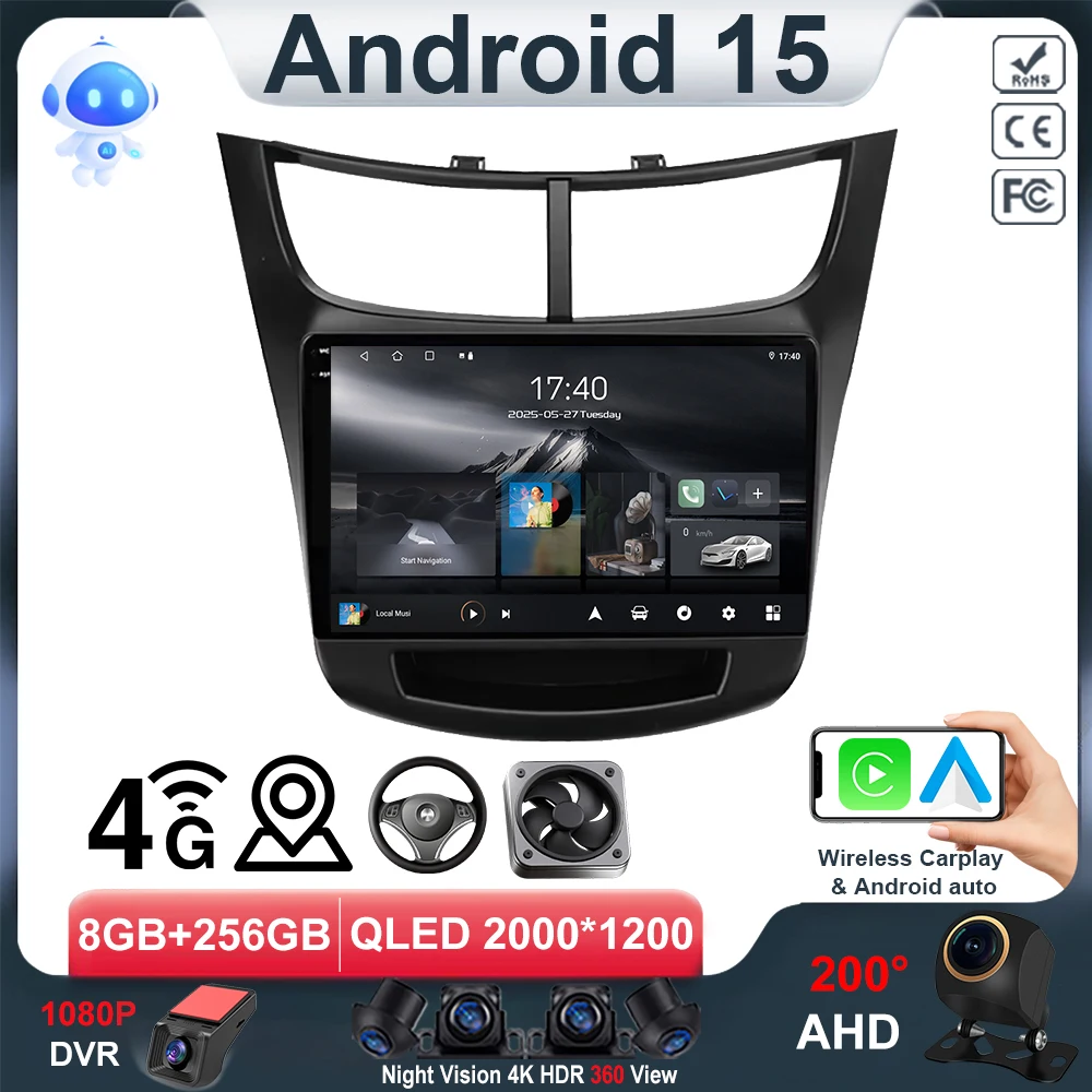 Для Chevrolet Sail aveo 2015 2016 2017 2018 2019 2020 2022 carplay Android 15 DSP 2 din 4G NET автомобильный радиоприемник мультимедийный видеоплеер