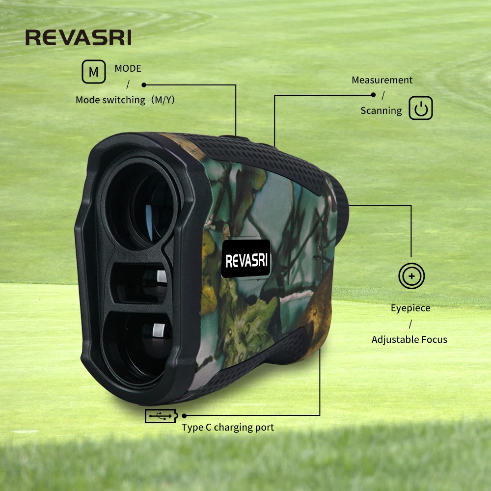 REVASRI 600 1000 m Jagd-Laser-Entfernungsmesser mit Winkelschwindigkeit, Höhenentfernungsmessung und kontinuierlichem Scan für die Jagd