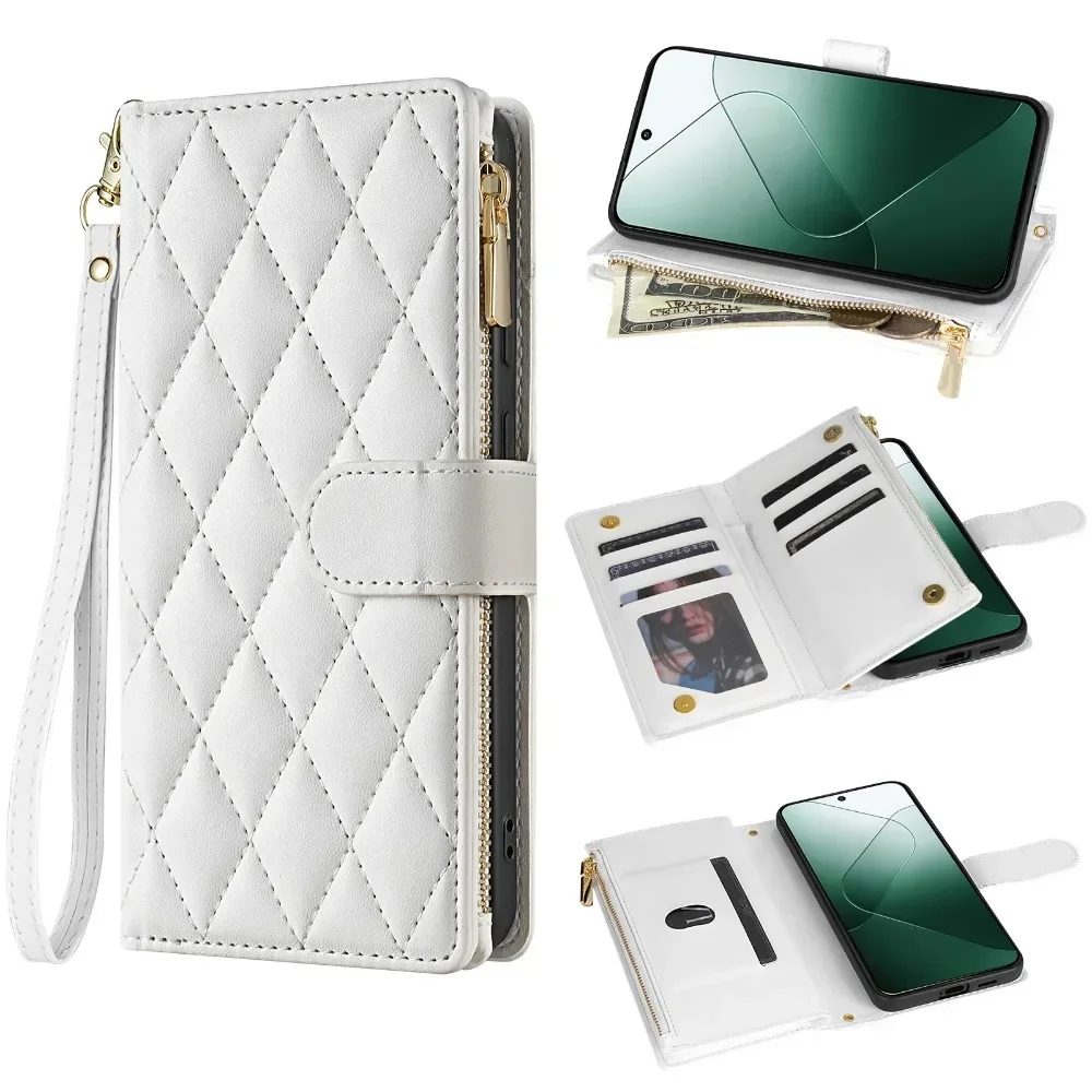 

Crossbody Zipper Wallet with Card Holder Phone Case for Google Pixel 9 Pro Plus 8 7 8A 7A Wrist Strap Leather Protective Cover