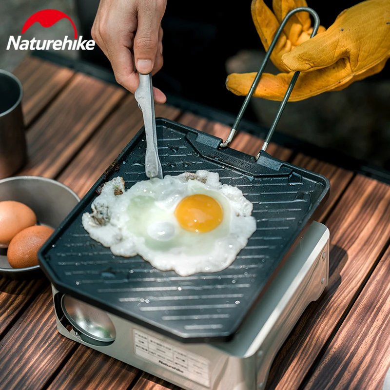 Naturehike Frying Pan Portable Outdoor Camping BBQ Non-stick Grill Pan Easy Clean Cassette Oven Frying Pan Camping Cookware