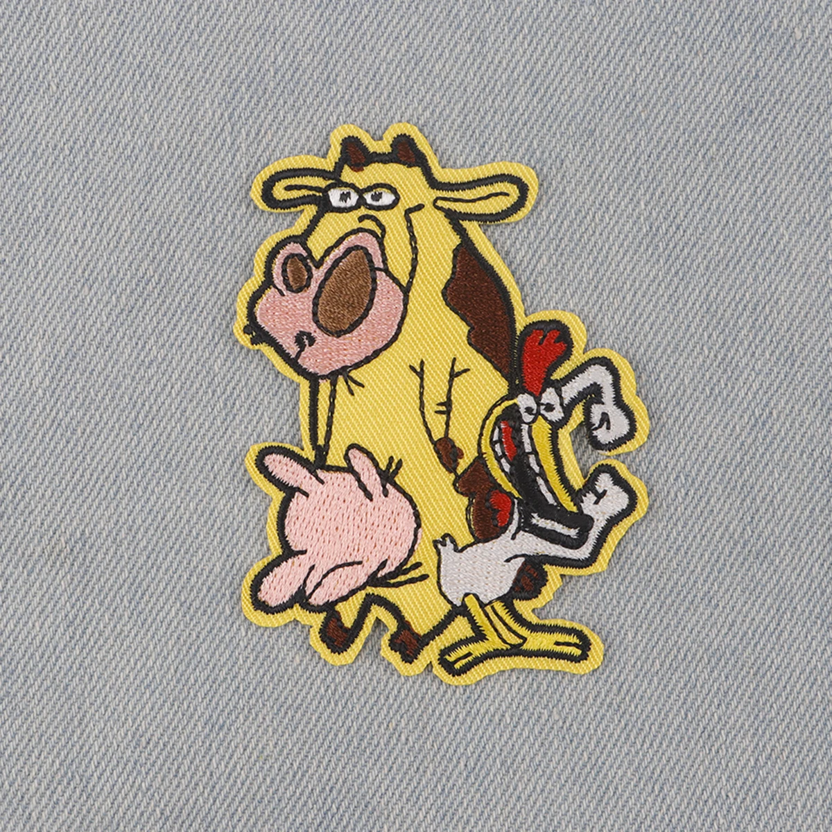 Funny Chicken and Cow Embroidery Patch Cartoon Iron On Patches For Clothing Thermoadhesive Patches On Clothes DIY Sew Badges