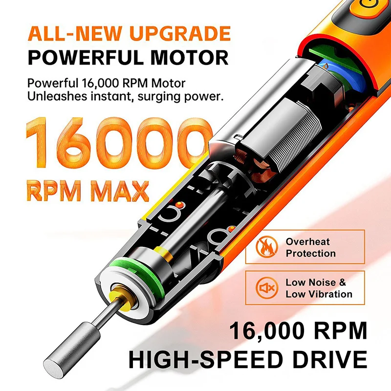 Cordless Rotary Tool Kit with 6 Speeds Rechargeable Polishing Pen Low Sound Round Sanding Disk for Home DIY Crafts/Carving/Polis view 5