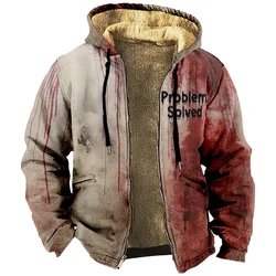 Men's Zipper Hoodie Halloween I'm Fine Problem Solved Graphic Jacket Long Sleeve Sweatshirt Women Winter Coat Cosplay Clothes