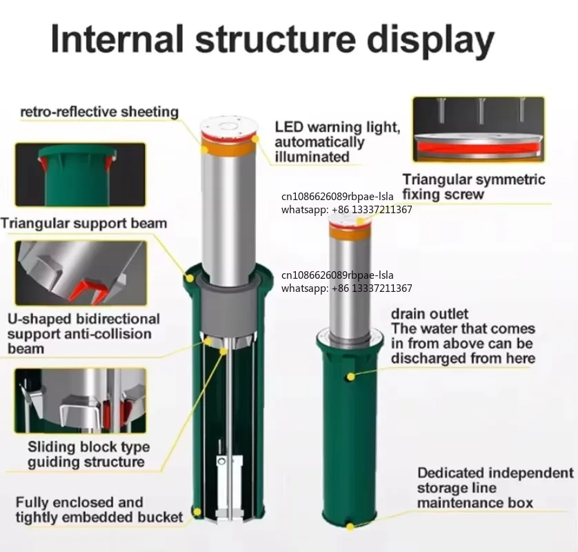 XZL roadblock remote control detection telescopic automatic hydraulic bollards traffic anti-collision lifting column