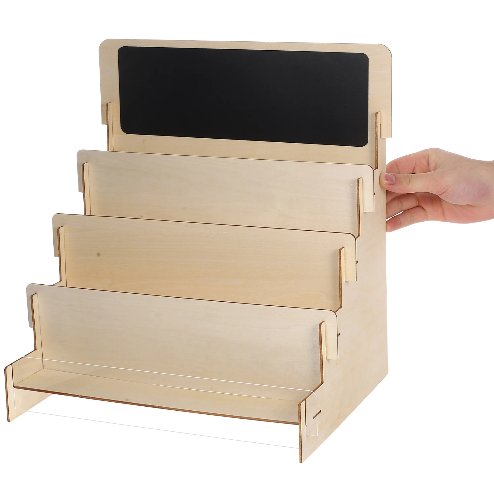 

Wood Card Display Stand Shelf Vendors Birthday Photo Greeting Organizer Sturdy Spacious Four Tier Storage Postcard Rack