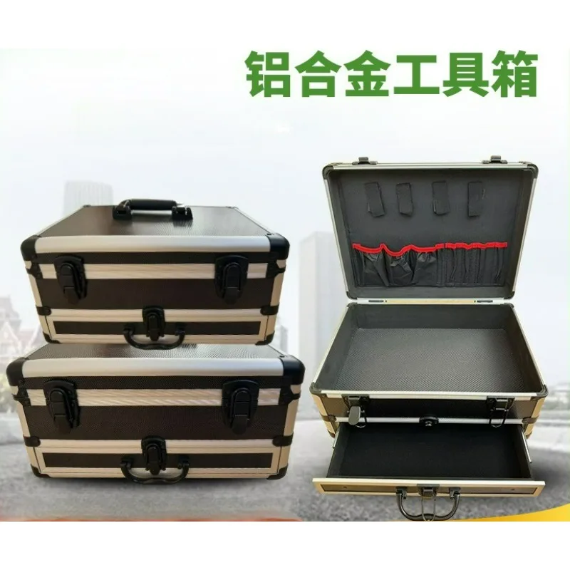 

Черный ящик для инструментов из алюминиевого сплава с выдвижными ящиками – портативный шкаф для хранения для гаража, мастерской и дома, в наличии