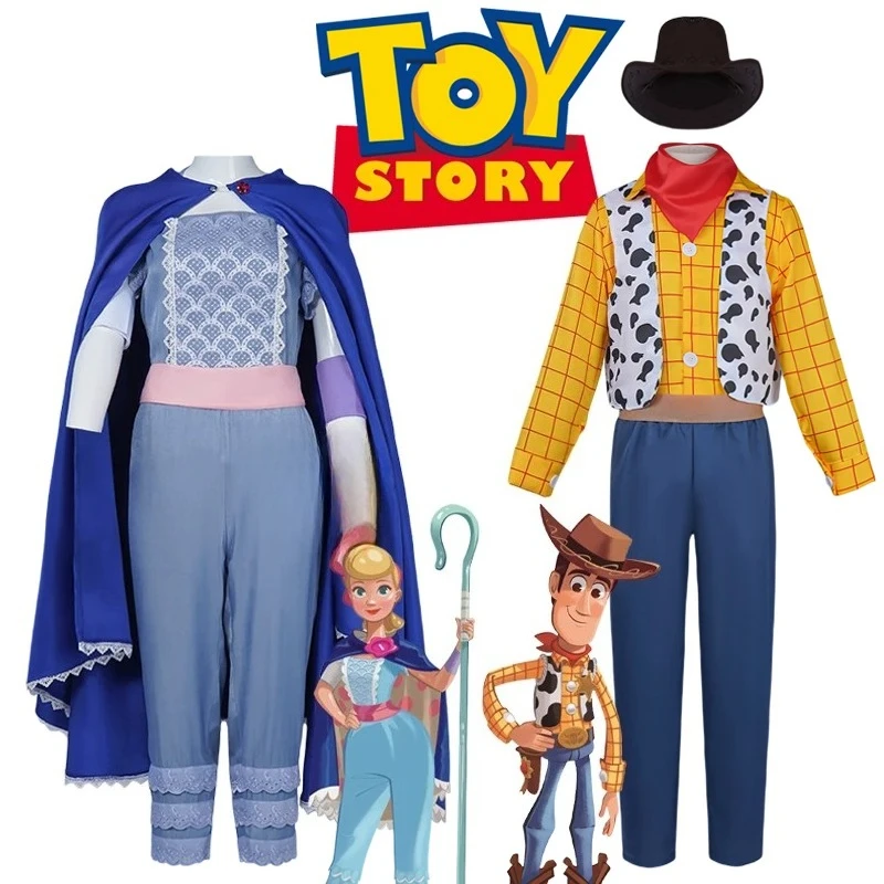 BEAST KINGDOM อะนิเมะบูพีพีวู้ดดี้คอสเพลย์เครื่องแต่งกายทอยสตอรี่คอสเพลย์คาวบอยวู้ดดี้ชุดเสื้อกั๊กหมวกเคปปาร์ตี้ฮาโลวีนคอสผู้ใหญ่