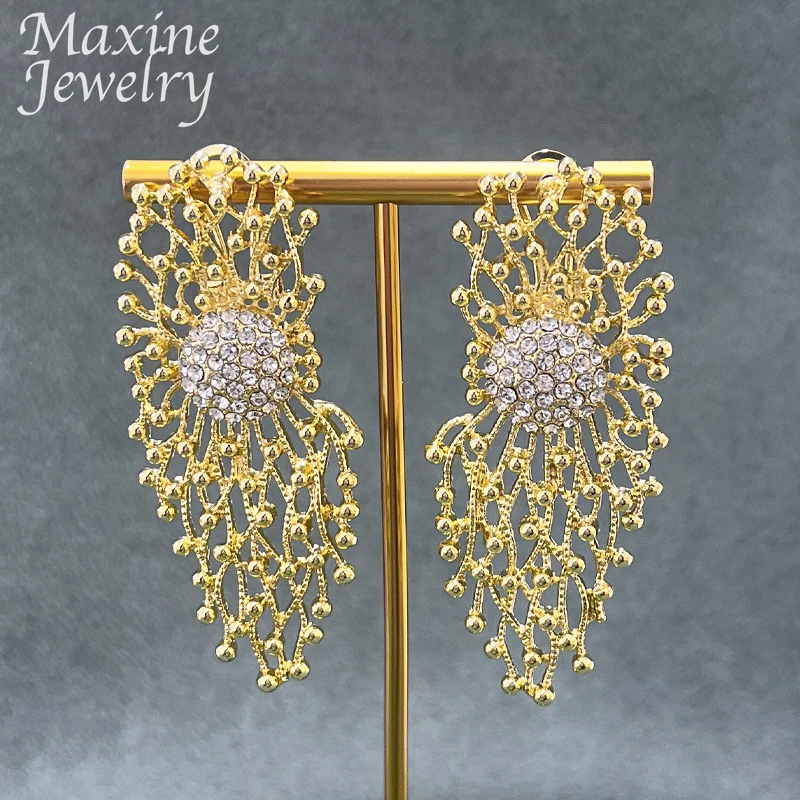 Luxury Original 18K Gold Plated Jewelry Set for Women Trendy Golden Necklace Earring Bracelet Ring Party Dubai Wedding Gifts