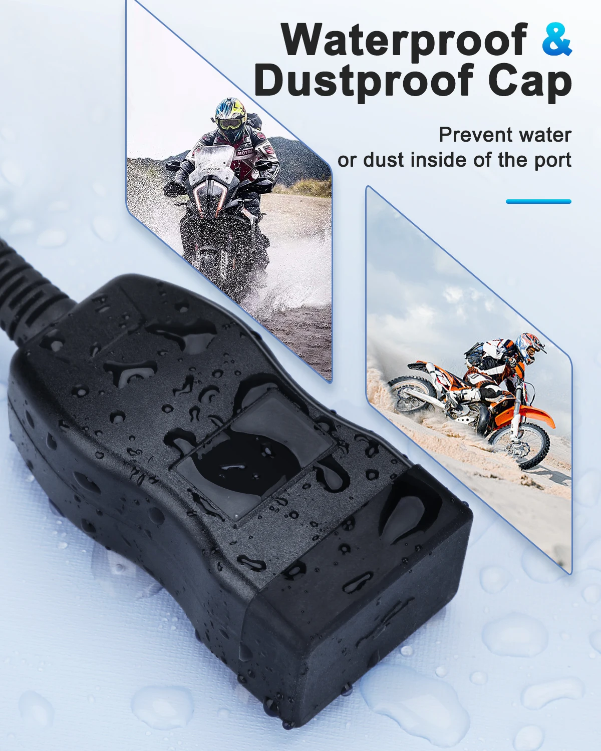 Extractme Motorcycle Charger Dual USB QC3.0 Fast Charger Power Adapter Socket with Switch Waterproof Digital Voltmeter