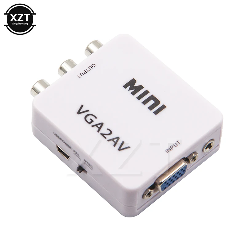 1Pc 1080P Mini VGA do RCA konwerter AV z 3.5mm Audio VGA2AV / CVBS + Audio do konwerter HDTV PC