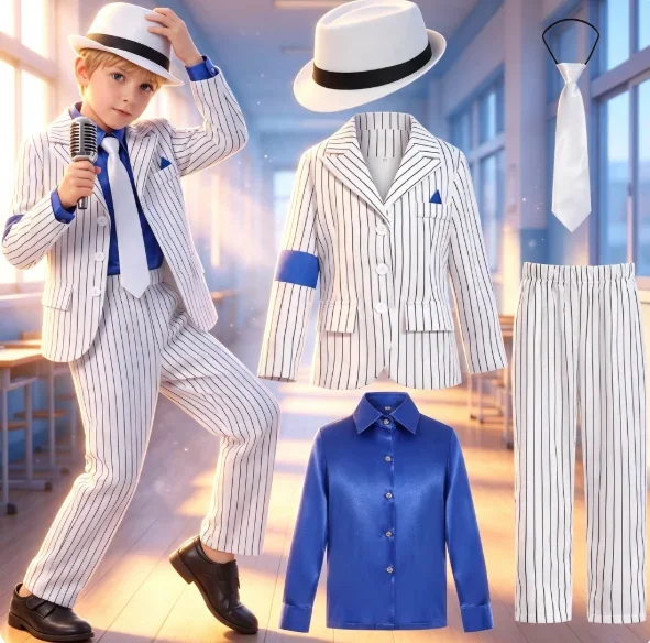 Trajes de Cosplay de Bailarín de Michael Jackson 2026 para Actuaciones Escénicas, Conjuntos de Disfraces de Michael Jackson Smooth Criminal para Halloween