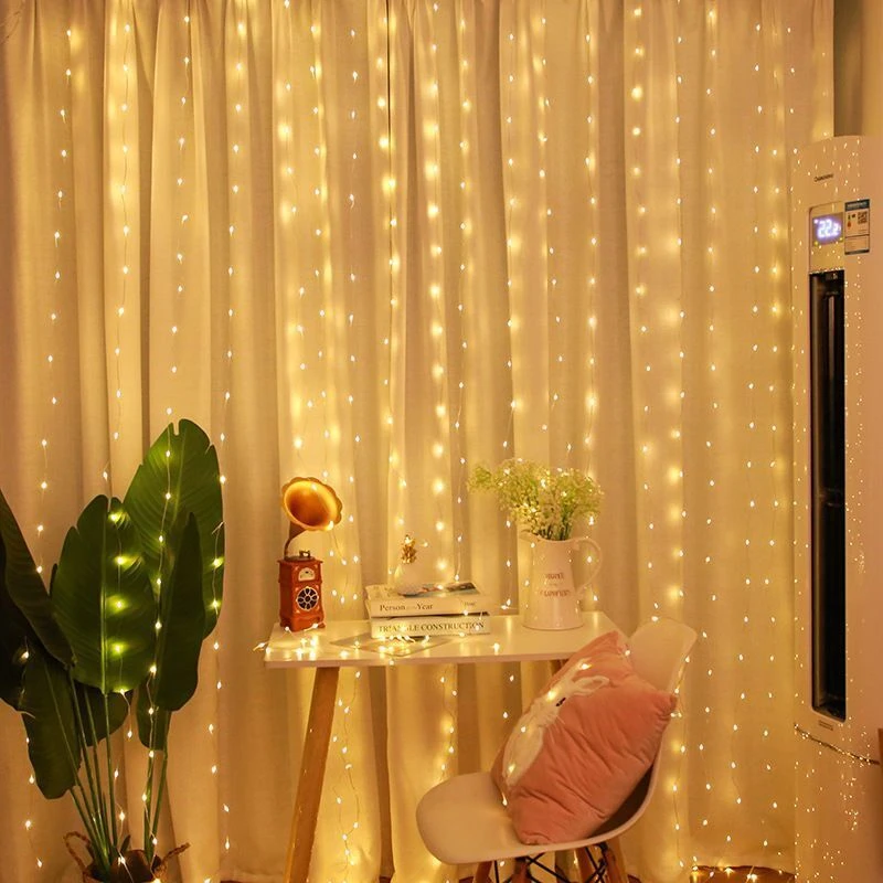 

USB 8 Modes LED Curtain Fairy String Lights Decoration 6m/4m/3m Home Garland Lamp for New Year Holiday Christmas Wedding Party