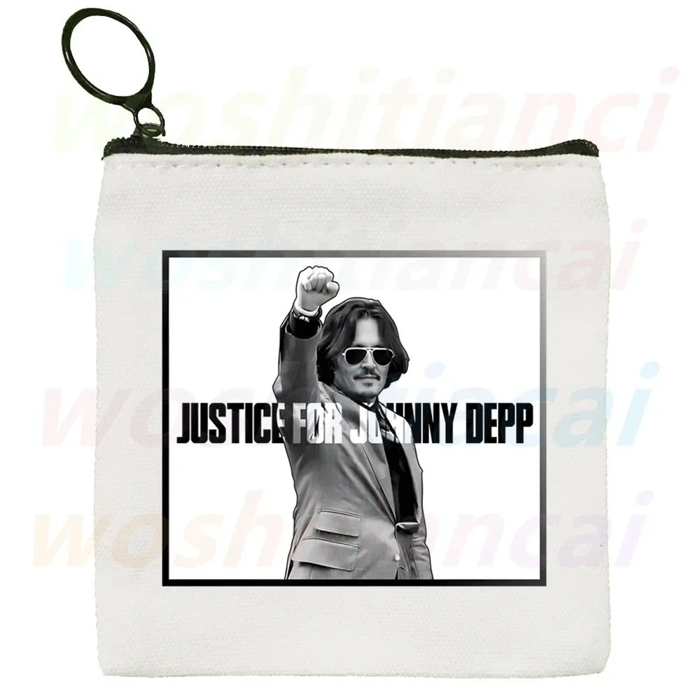 Justice For Johnny Depp Coin Purse Vintage Mini Wallet Change Pouch Household Portable Keys Card Storage Card Bag Zipper