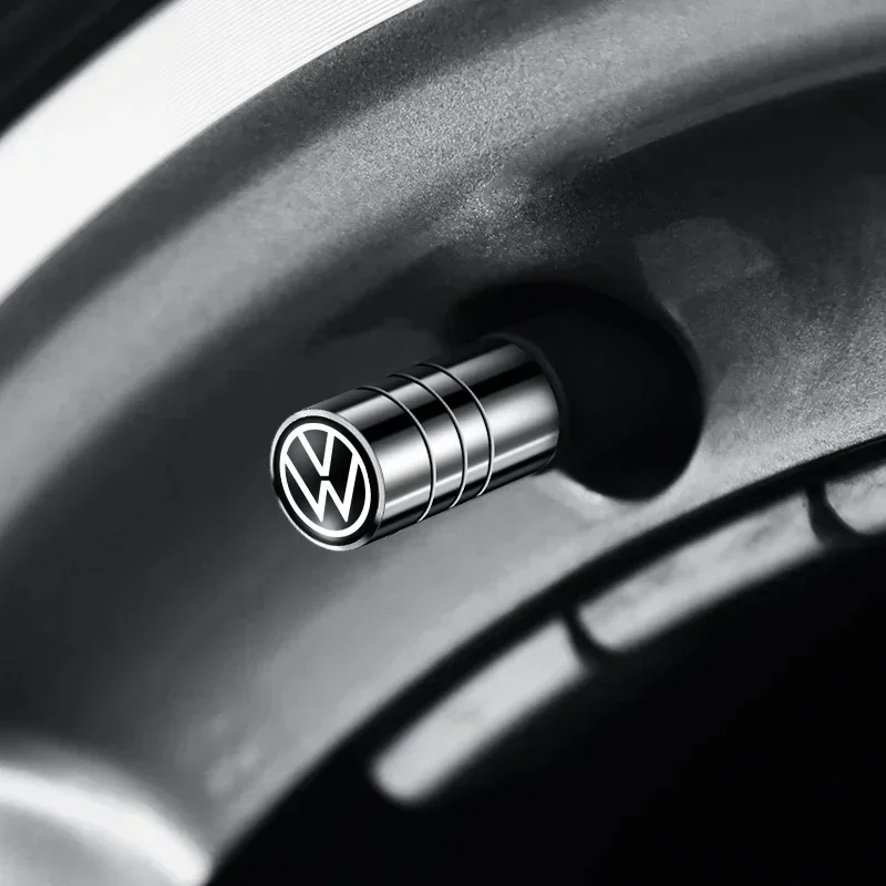 4pcs Car Tire Valve Metal Round Valve Cap Shape For Volkswagen Land Rover Toyota Hyundai BMW Mercedes Benz Alfa Romeo Renault