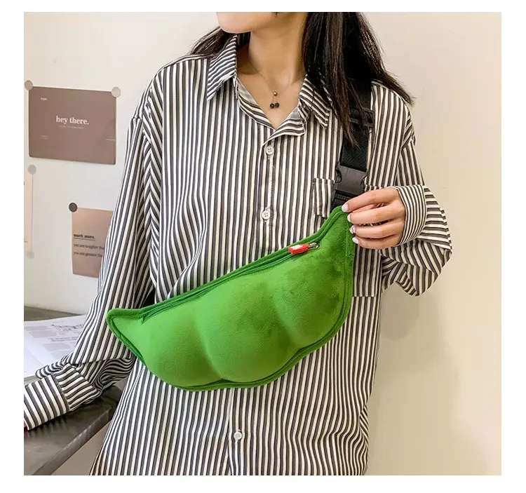 حقيبة كتف للفتيات ذات سعة كبيرة، حقائب إدمامي لطيفة من القطيفة الناعمة، حقيبة صدر للبازلاء، حقائب كروس للجنسين