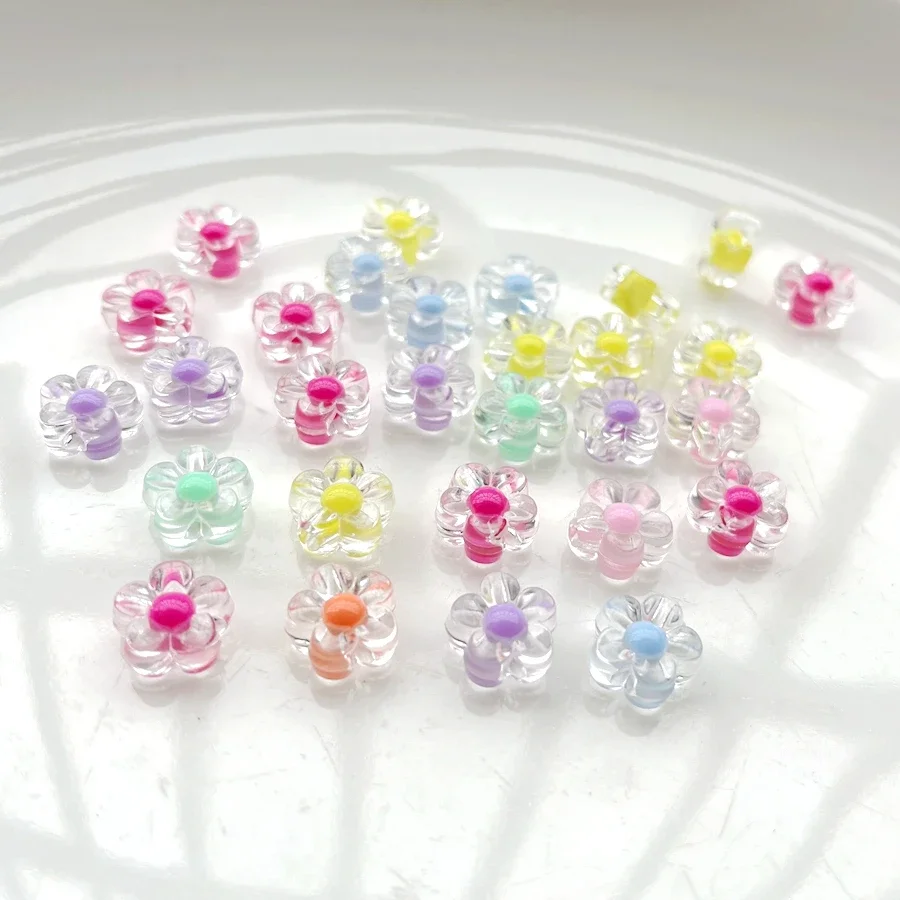 30 Pcs  mixed color crystal flower beads suitable for DIY hair string jewelry decoration bracelet necklace making loose beads
