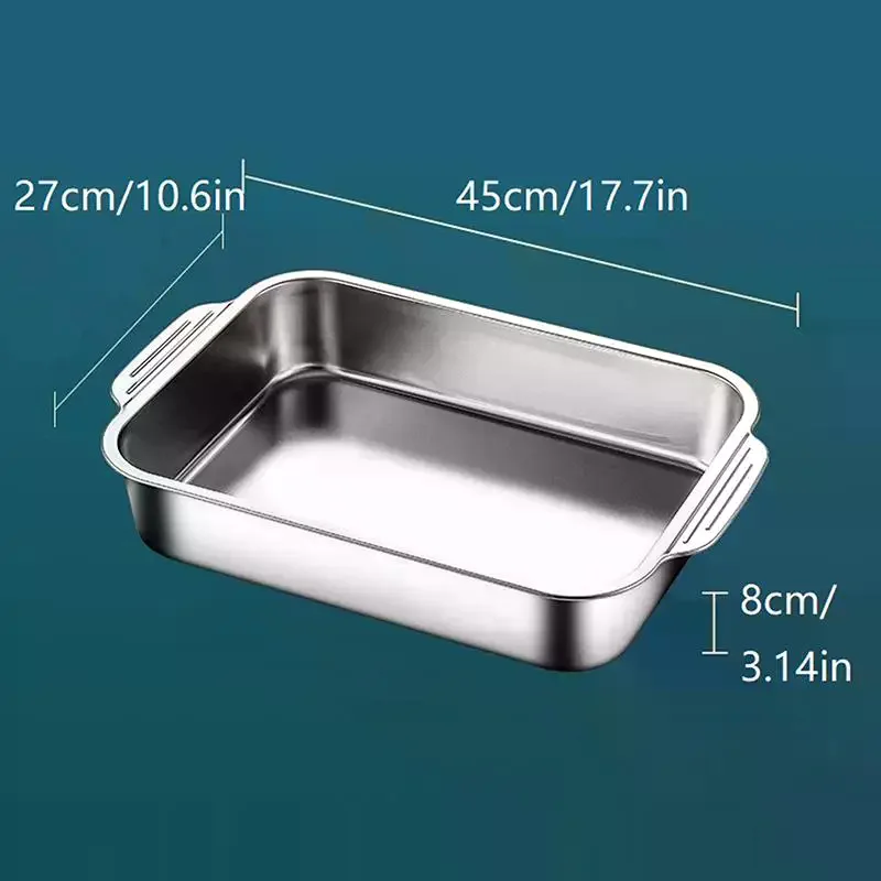 Baking Pan With Lids Deep Dish For Fish/Pasta/Grilling Oven & Dishwasher Safe Cookware Stainless Steel