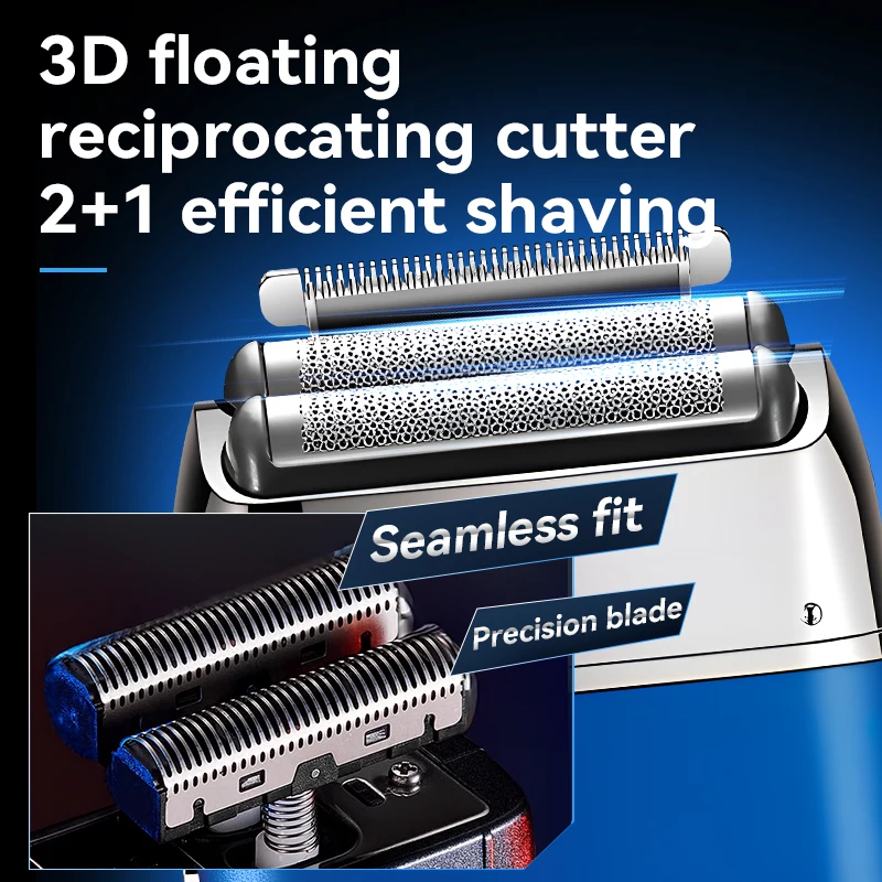 Kemei T13 전기 포일 면도기 전문 Type-C 면도기 얼굴 면도기 챙 수염 트리머 헤드 면도기 대머리 남성용