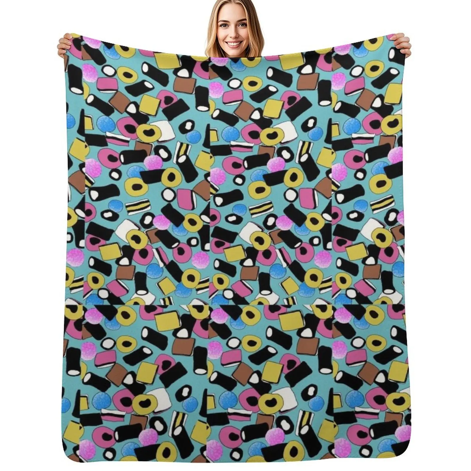 

Liquorice allsorts print Throw Blanket Compact Warm Blanket for Car Road Trip