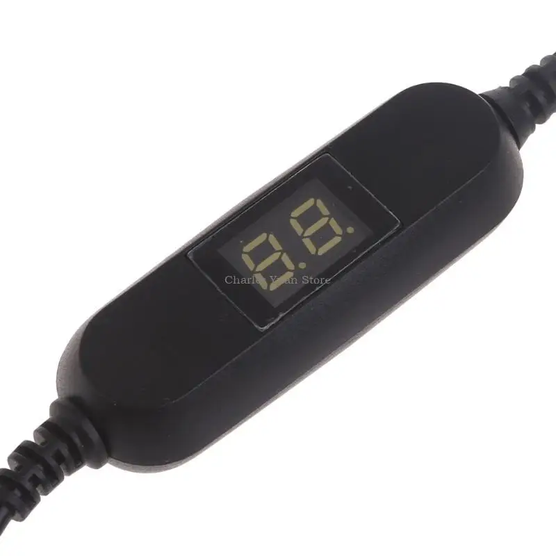 

Universal USB C to 2V-12V 5.5x2.1mm Power Cable with output voltages display for Radio LED Light Toy Sphygmomanometer