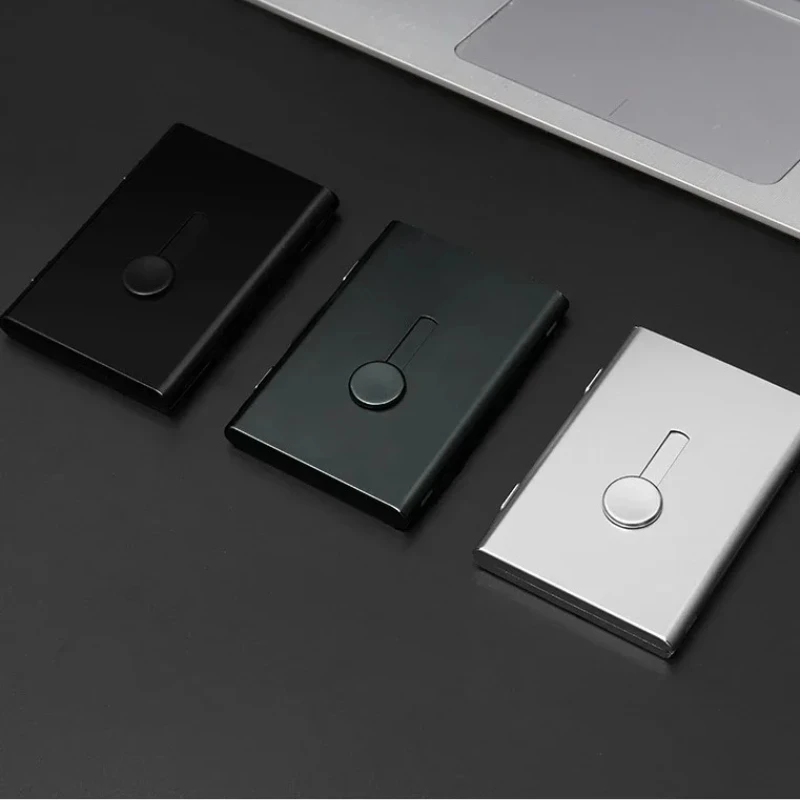 

Custom Ltra Thin Automatic Aluminum Alloy Cardcase for Men and Women Laser Engraved Business Card Box Personalized festival Gift