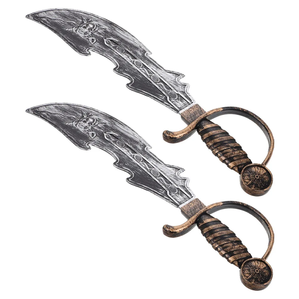 

2 Pcs Pirate Halloween Plastic Sword Cosplay Party Roman Toy Make up Dress Costume Prop