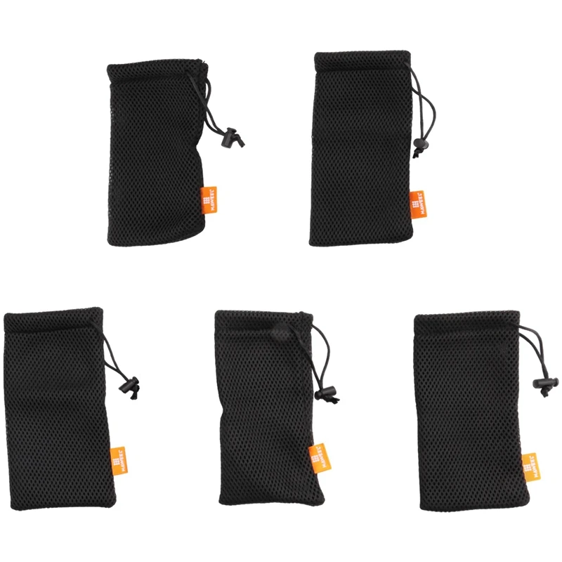 HAWEEL 5-Pack Nylon Mesh Drawstring Storage Pouch Bag - 3.5 x 7.3 Inch Multi Purpose Travel & Outdoor Activity Pouch for Cell Ph