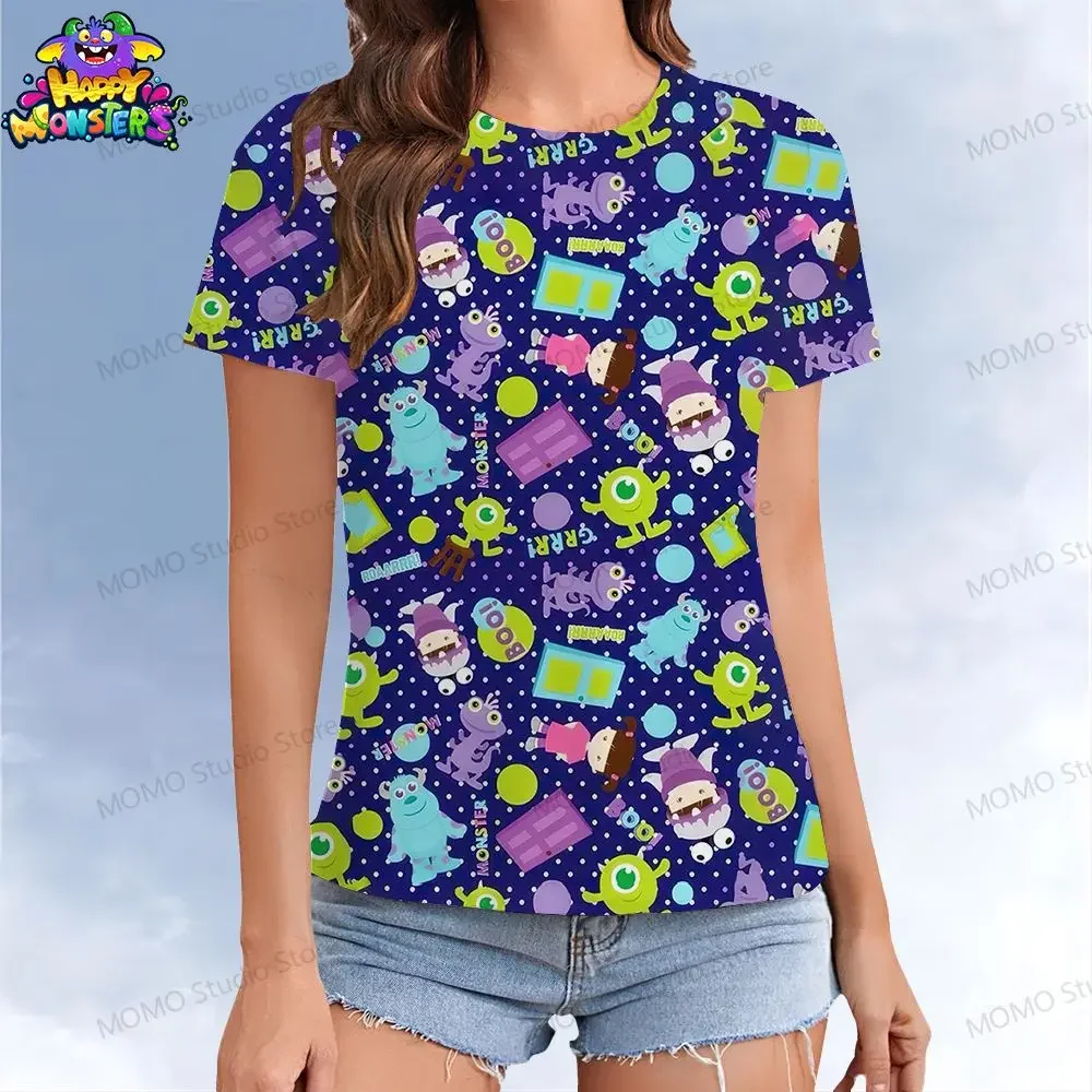 

Kawaii Women's T-shirt Disney Monsters Inc. Street Wear Leisure Y2k T-shirts O Neck Short Sleeve Tee Summer Woman Clothing 2024