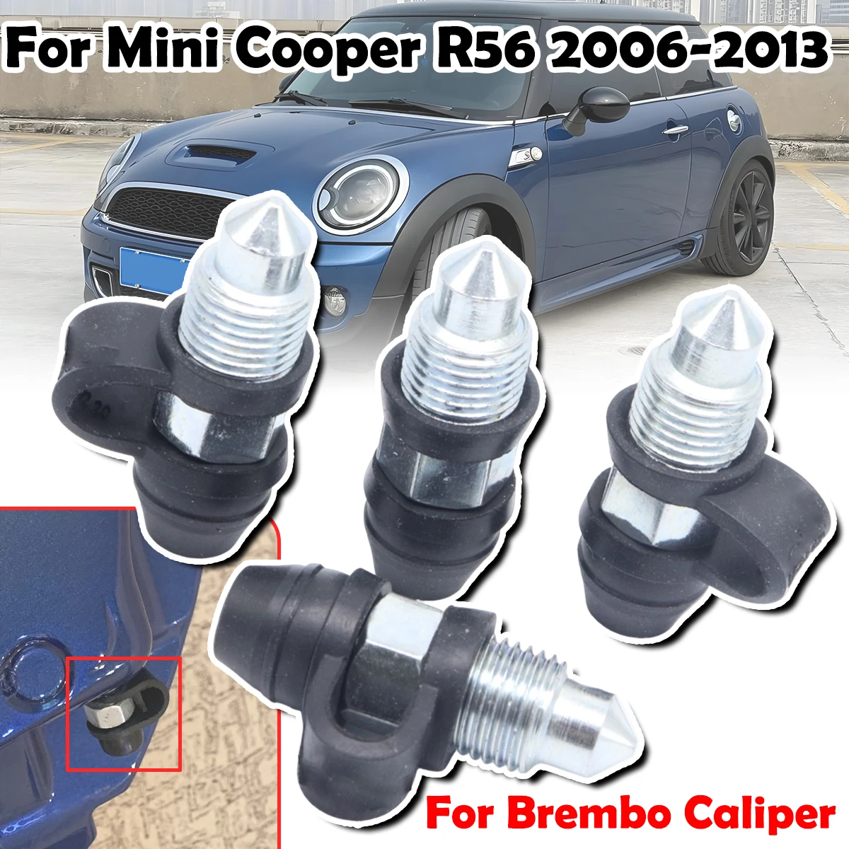 

For Mini Cooper R56 2006 2007 - 2013 Front Bleeder Valves and Rubber Dust Cap Left Right Caliper Bleed Nipple Screw Repair Kit