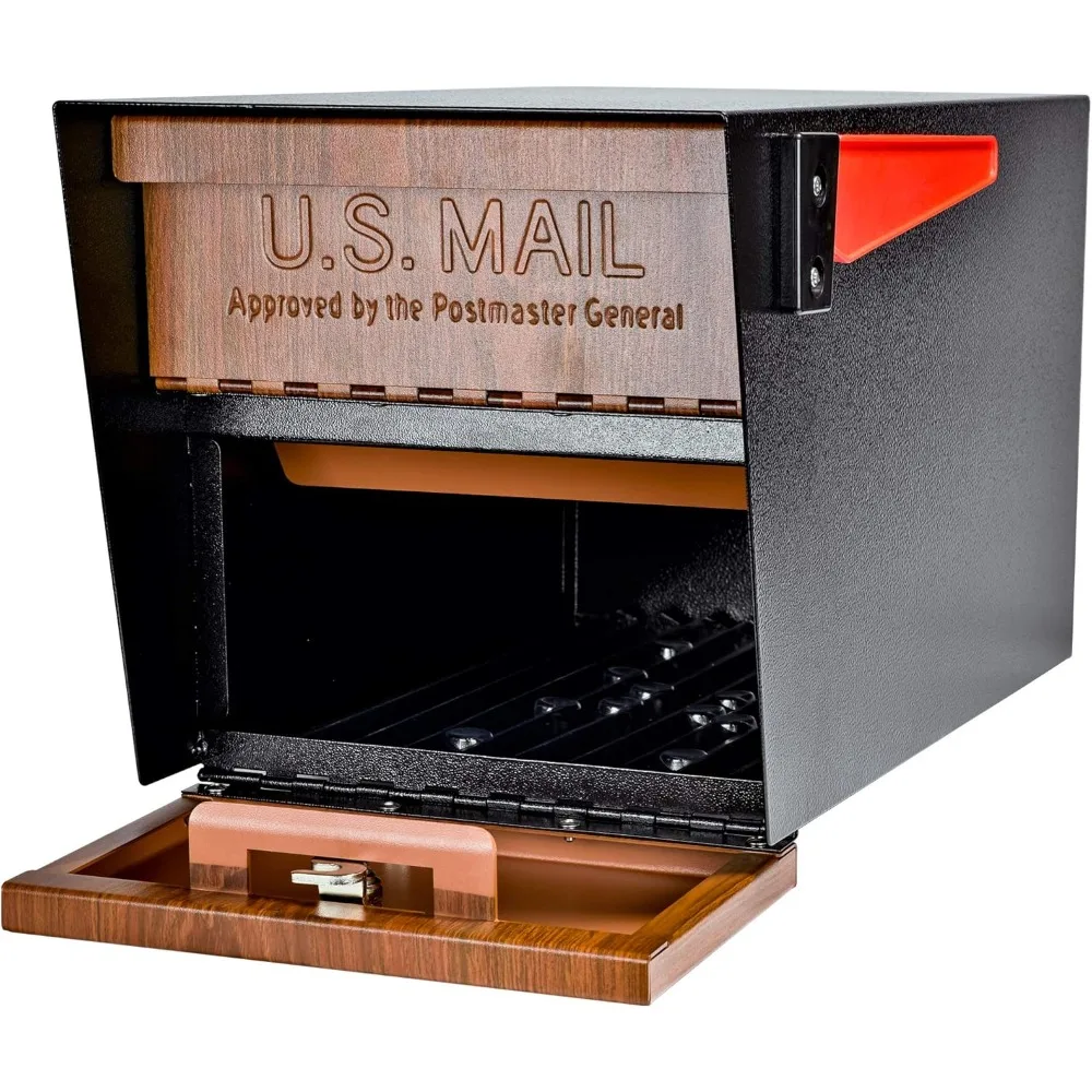Curbside، Wood Grain 7510 Mail Manager Locking Security Mailbox، Steel، أسود - الأفضل #3