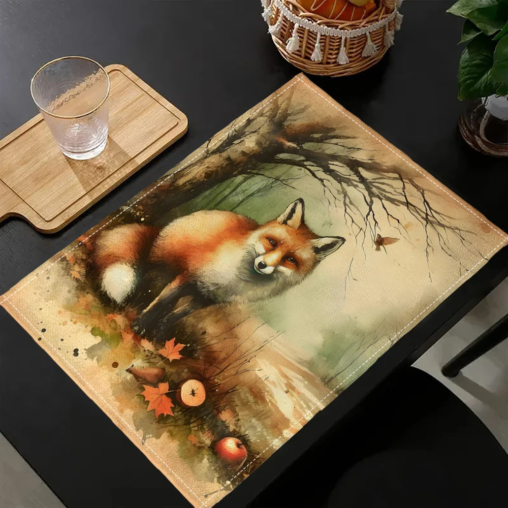 

Fox Placemat Dining Table Mat Waterproof Exquisite Tablecloth Cup Mat Home Decoration 5.27