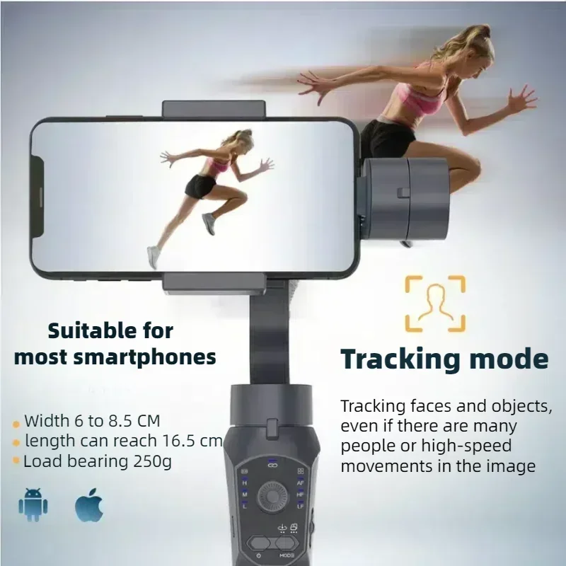 Handheld Gimbal Stabilizer for Smartphone, 3-Axis Phone Gimbal for Android and iPhone Video Recording with Ultra-Wide-Angle Mode