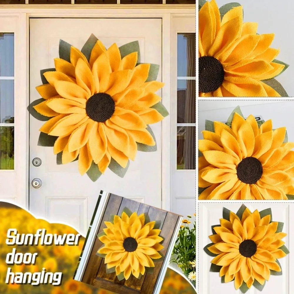 

Artificial Sunflower Decor Sunflower Wreath for Front Door Rustic Garland Bee Festival Welcome Sign Farmhouse Decor