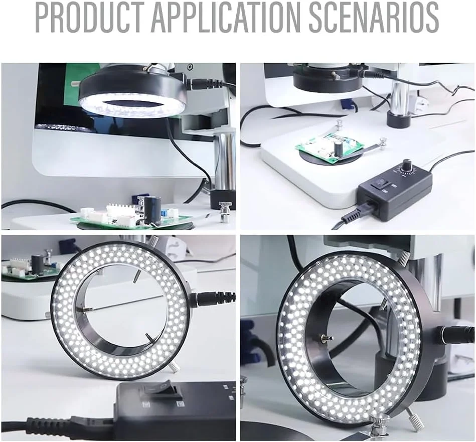 Verstelbare 144 60 Led Ring Licht 0-100% Illuminator Lamp Voor Industrie Stereo Camera Microscoop Vergrootglas Cirkel Lichtbron