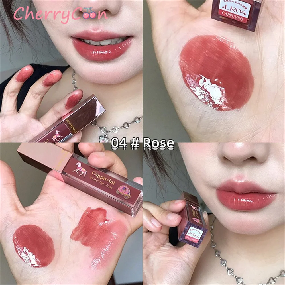 Black Mirror Water Lip Glaze High Gloss Moisturizing Sexy Red Lip Tint Lipstick Makeup Longlasting Color Non-stick Cup Lip Gloss