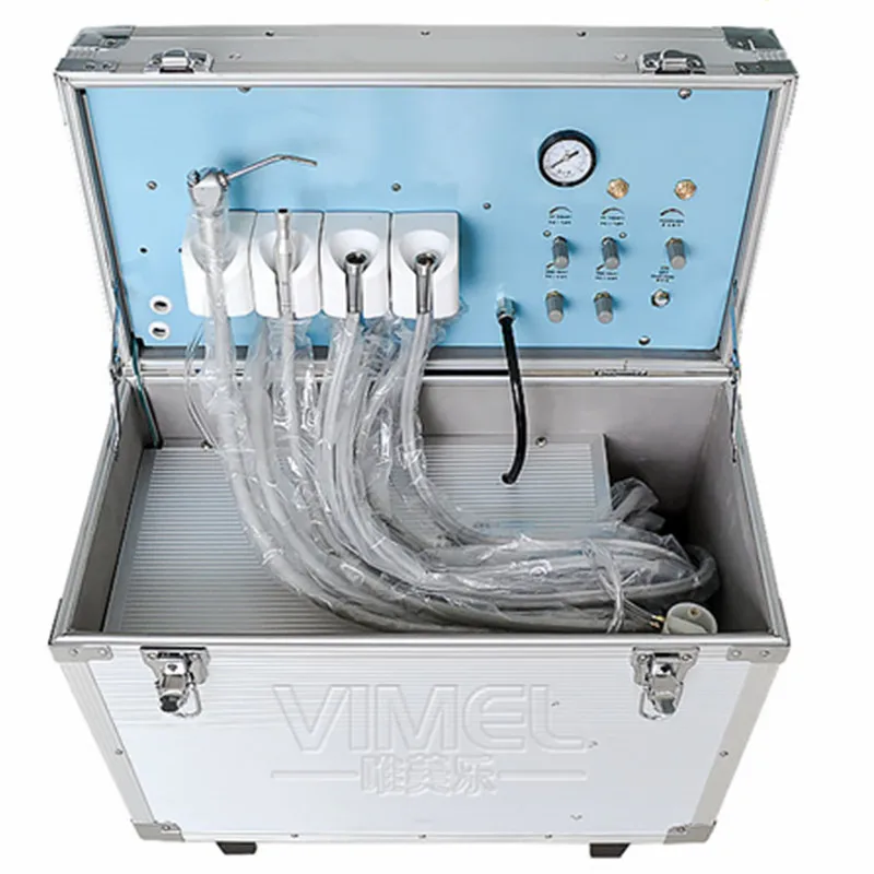 350W Portable Dental Delivery Unit With Air Compressor System 600ml water bottle handpiece pipe 3 way syringe den