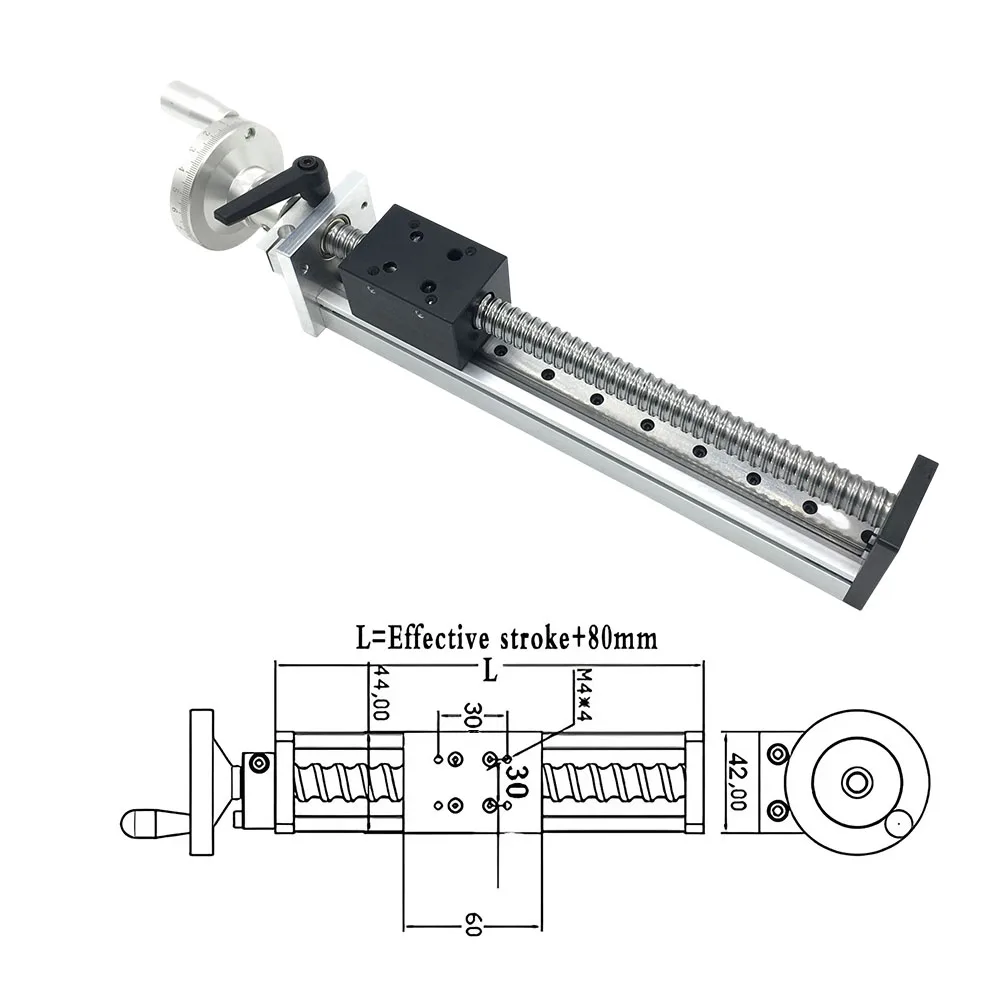 Imagem -05 - Cnc Guia Linear Deslizante Manual Tabela Ballsscrew Sfu1204 1605 1610 Curso de 100 1000 mm Bancada Rod Eixo Óptico Stage