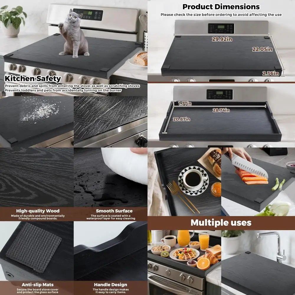 

Крышки для кухонной газовой и электрической плиты, крышка раковины для разделочной доски по дереву 30 x 22, черный поднос для стойки