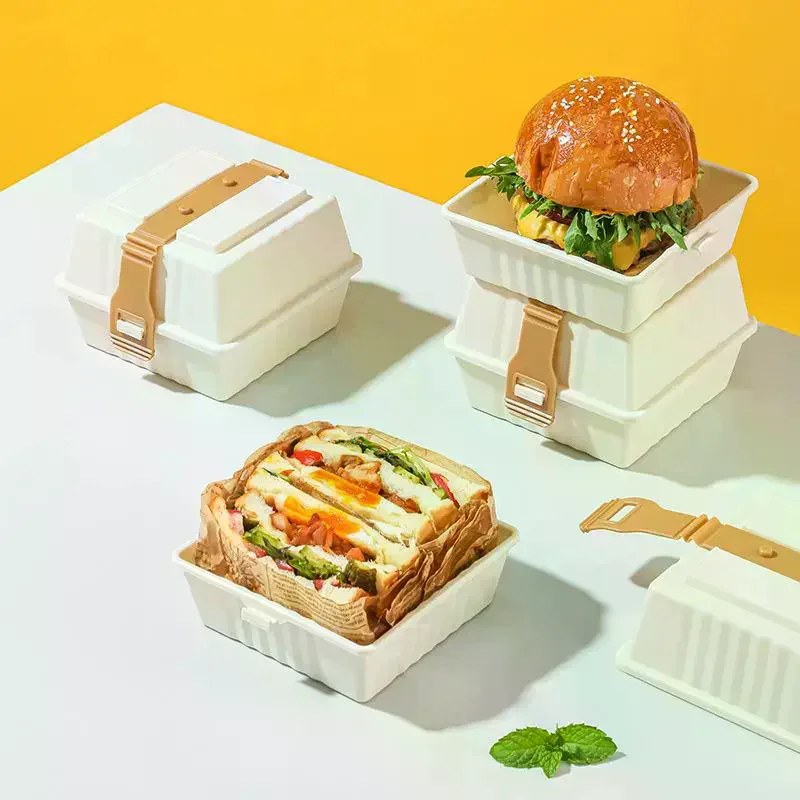 Premium Lunch Boxes With Sturdy Strap For Easy Grip Sandwiches & Burger Food Containers For Holiday Picnics Kitchen Storage Box