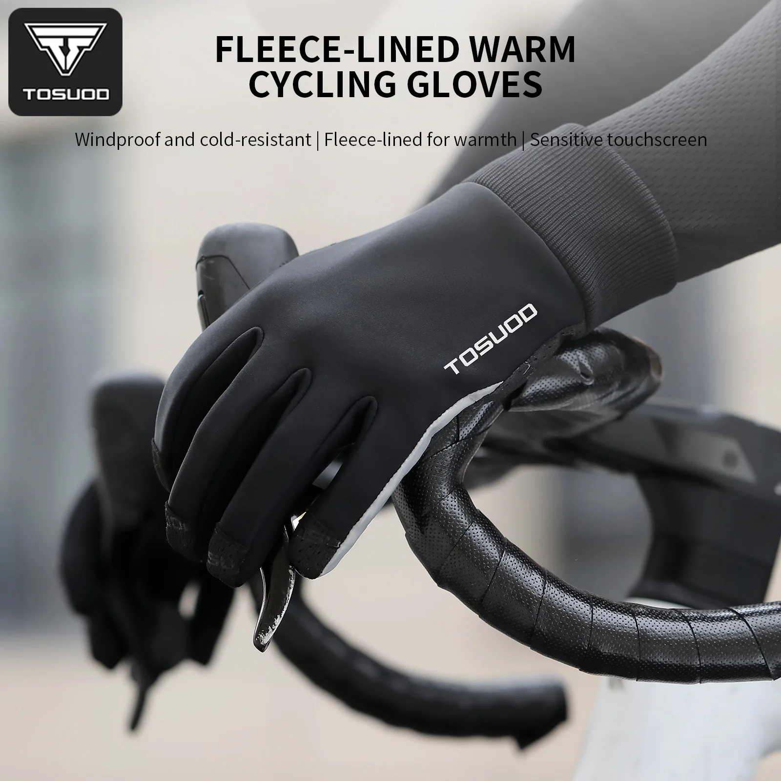 TOSUOD Winter-Warmhandschuhe, stoßdämpfendes Silikonpolster, thermische, rutschfeste Touchscreen-Handschuhe für Outdoor-Sportarten und Radfahren