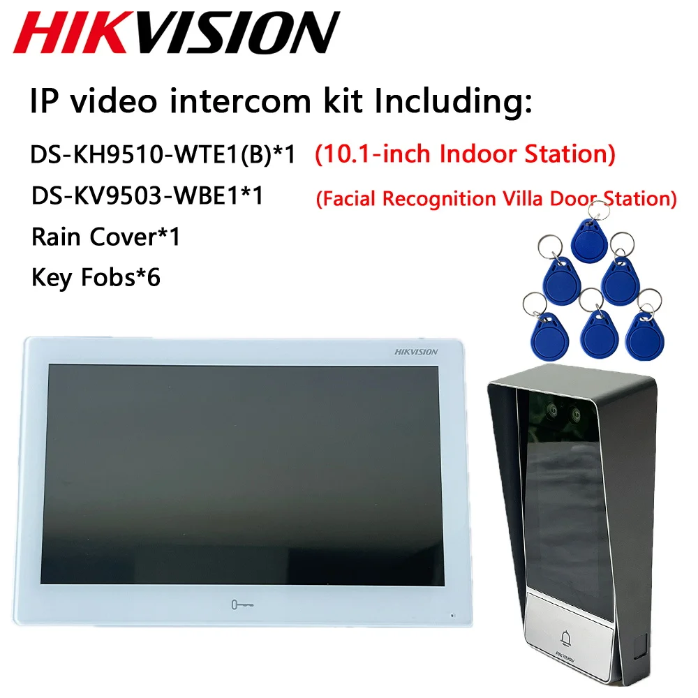 IP-видеодомофон Hikvision DS-KH9510-WTE1(B) DS-KV9503-WBE1 Распознавание лиц DS-KABV9503-RS DS-KH8520-WTE1 10,1-дюймовый экран