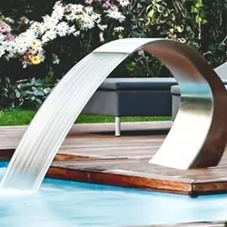 Aço inoxidável Cachoeira Piscina Fonte, Ferragens Decorativas Torneira, Lagoa Jardim, Característica Natação, 60x30cm, 40x20cm