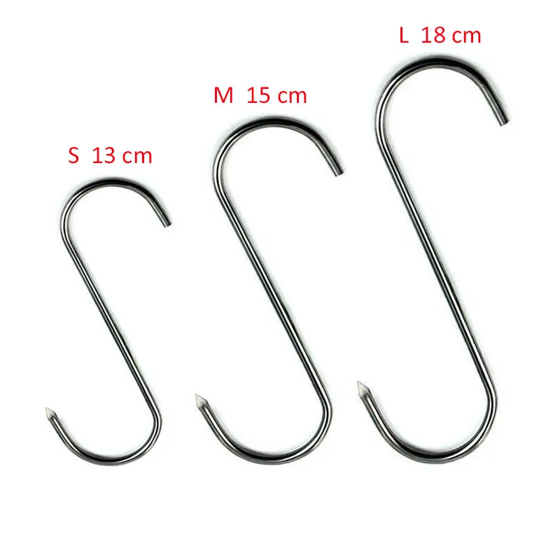 10Pcs S-Vormige Haak Multifunctionele Rvs Keuken Tool Vlees Gebraden Eend Hanger Opknoping Organisator