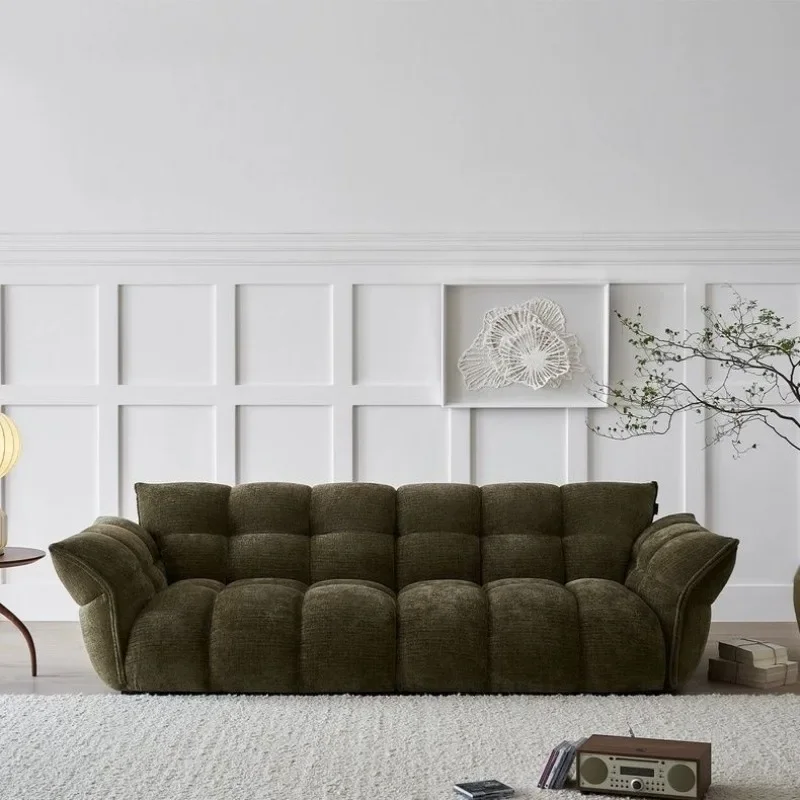 

Fabric sofa modern living room straight row cream wind simple