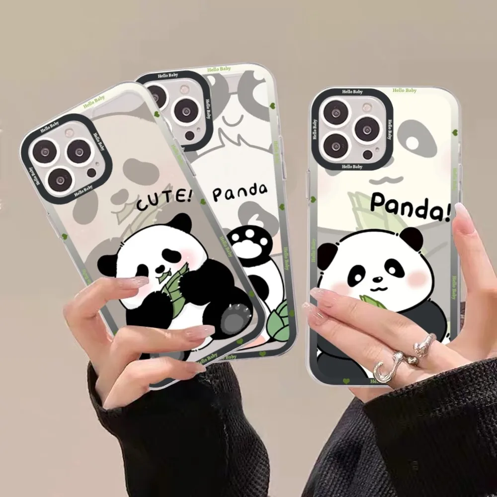 Cute Kawaii Panda Mousepad For Samsung S 20 21 22 23 lite plus ultra Clear Mobile Cover Funda