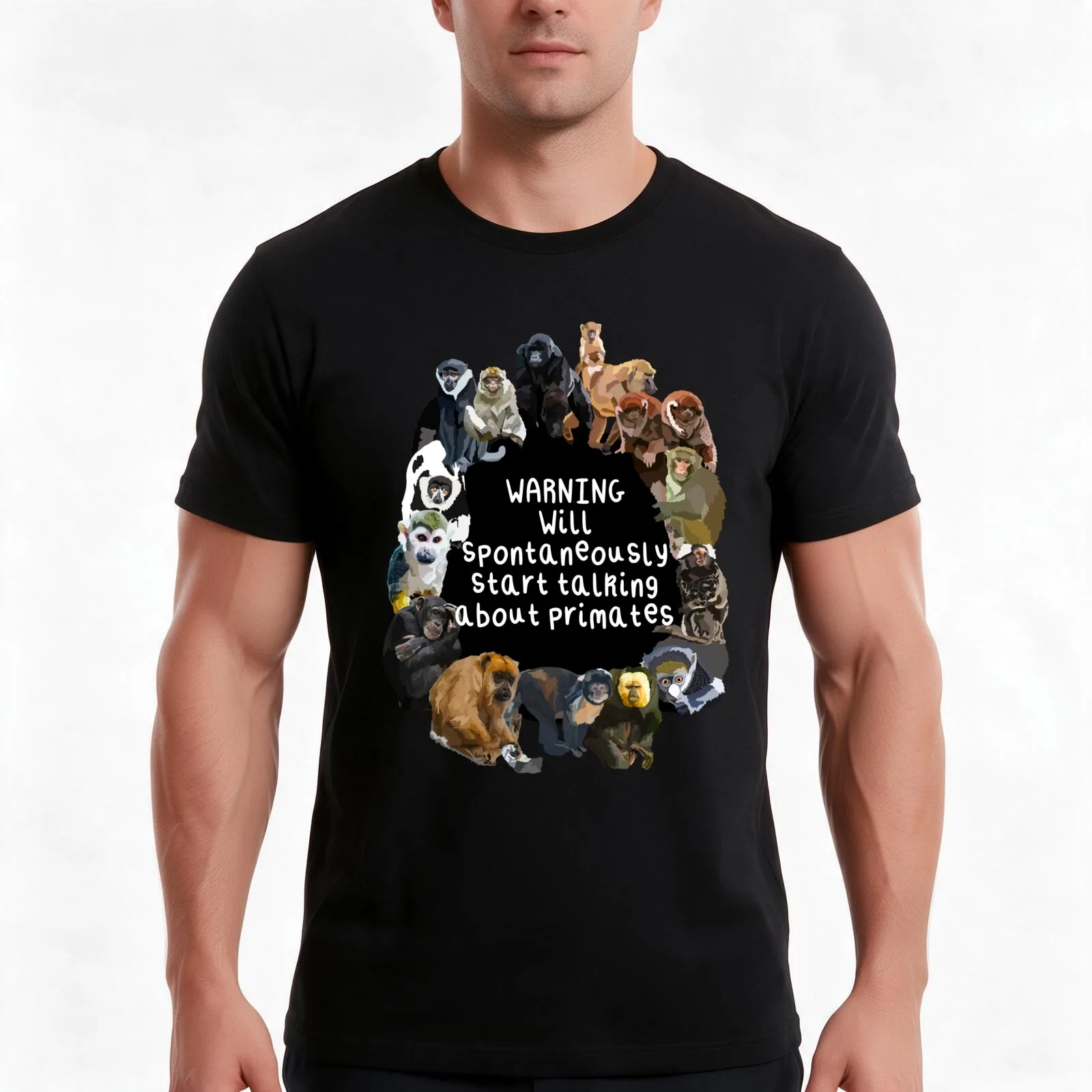 Will Spontaneously Start Talking About Primates T-Shirt, Summer Casual Cotton Tee, Oversized Streetwear Tops, Unisex Men Women